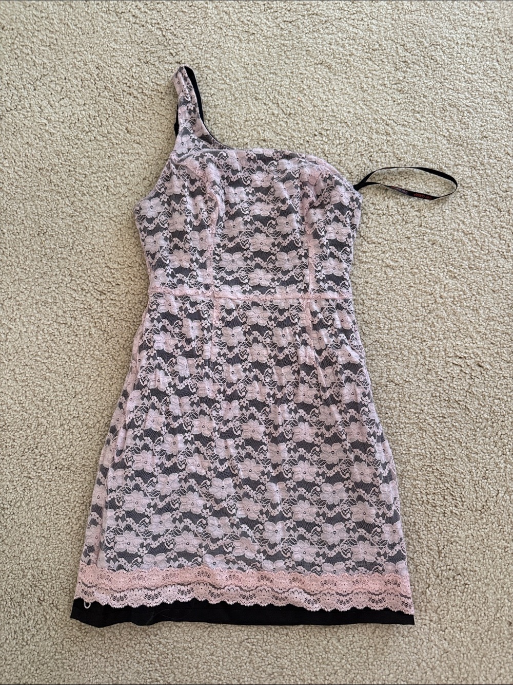 G by Guess Pink Lace One-Shoulder Cocktail Dress